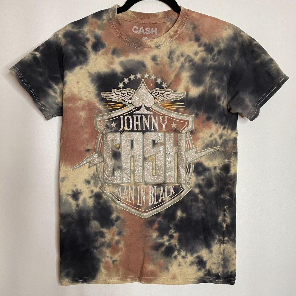 Cash Johnny Cash Man In Black Neutral Tie-Dye Short Sleeve T-Shirt Womens S